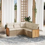 vidaXL Salon de jardin avec coussins 5 Pièces beige résine tressée