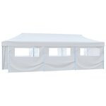 vidaXL Tente de réception escamotable avec 8 parois 3 x 9 m Blanc