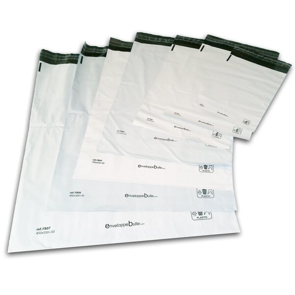 Lot de 10 enveloppes plastiques blanches opaques fb01 - 175x255 mm
