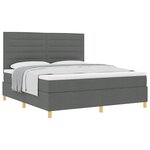vidaXL Lit box spring avec matelas gris foncé super king tissu