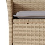 vidaXL Ensemble de bistro avec coussins 3 Pièces beige rotin et verre