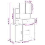 vidaXL Coiffeuse avec armoire chêne sonoma 80x35x132 cm