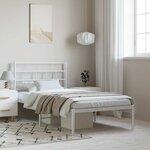 vidaXL Cadre de lit métal sans matelas et tête de lit blanc 100x200 cm
