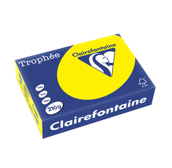Ramette 250 Feuilles Papier 210g A4 210x297 mm Certifié FSC jaune soleil TROPHÉE