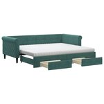 vidaXL Lit de jour avec gigogne et tiroirs vert foncé 90x200cm velours