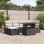 vidaXL Ensemble de Canapés de Jardin 7 Pièces avec Coussins Noir en Rattan Poly