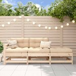 vidaXL Salon de jardin 3 Pièces avec coussins bois massif