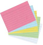 Pqt de 200 Fiches Bristol 170g A7 Ligné Assorties 4 Couleurs x50 HERLITZ