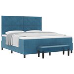 vidaXL Lit à ressorts avec matelas et banc bleu foncé 180x200 cm en velours