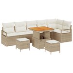 vidaXL Ensemble de Canapé de Jardin 9 Pièces avec Coussins Beige Poly Rattan Acacia