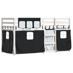 vidaXL Lit superposé avec rideaux blanc/noir 90x200 cm bois pin massif