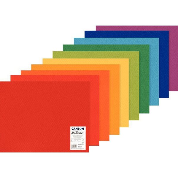 Paquet de 10 feuilles Mi-Teintes CANSON 50 x 65 cm 160 g teintes vives