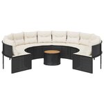 vidaXL Canapé de jardin avec table coussins rond noir résine tressée