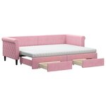 vidaXL Lit de jour avec gigogne et tiroirs rose 80x200 cm velours