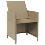 vidaXL Chaises à manger de jardin et coussins lot de 4 beige rotin