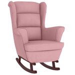vidaXL Fauteuil à bascule et pieds en bois massif d'hévéa Rose Velours