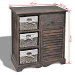 vidaXL Armoire en bois 3 paniers gauches en tissage Marron