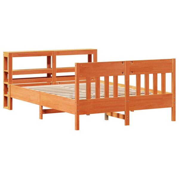 vidaXL Cadre de lit sans matelas cire marron 135x190cm bois pin massif