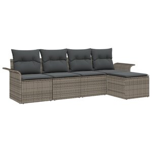 vidaXL Ensemble de canapé de jardin 5 pièces avec coussins gris en poly rotin