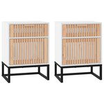 vidaXL Tables de chevet 2Pièces blanc 40x30x55 5cm bois ingénierie et fer