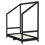 vidaXL Cadre de lit pour enfant noir 2x(70x140) cm bois de pin massif