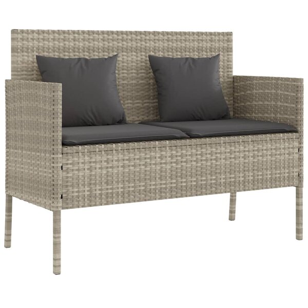 vidaXL Banc de jardin avec coussins gris clair résine tressée