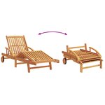 vidaXL Chaise longue pliable avec roues et coussin taupe en bois massif d'acacia