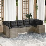 vidaXL Salon de jardin avec coussins 7 Pièces gris clair résine tressée