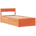 vidaXL Lit avec tiroirs/matelas cire marron 100x200 cm bois massif pin