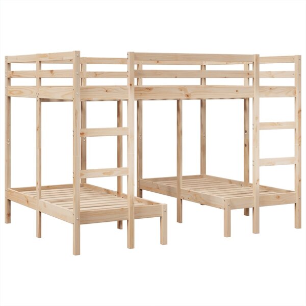 vidaXL Lit superposé triple 140x200/70x140 cm bois de pin massif