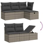 vidaXL Salon de jardin 5 Pièces avec coussins gris résine tressée