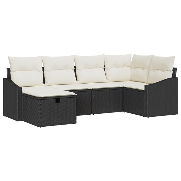 vidaXL Ensemble de Canapé de Jardin de 6 pièces avec Coussins Noir Poly Rattan