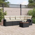 vidaXL Salon de jardin 6 Pièces avec coussins noir résine tressée