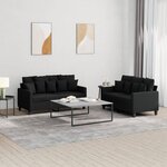 vidaXL Ensemble de canapés 2 Pièces avec coussins Noir Tissu