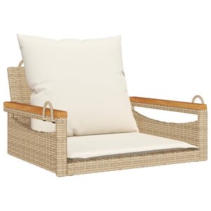 vidaXL Balancelle avec coussins beige 63x62x40 cm résine tressée