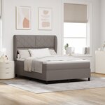 Lit à sommier à ressorts vidaXL avec matelas - Taupe  140x200 cm  Tissu