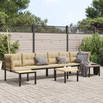 vidaXL Salon de jardin avec coussins 5 Pièces noir acier enduit de poudre