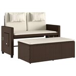 vidaXL Banc inclinable de jardin avec coussins marron résine tressée
