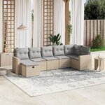 vidaXL Salon de jardin avec coussins 7Pièces mélange beige résine tressée