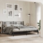 vidaXL Cadre de lit métal sans matelas avec tête de lit noir 200x200cm