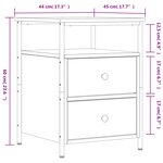 vidaXL Table de chevet chêne fumé 44x45x60 cm bois d'ingénierie