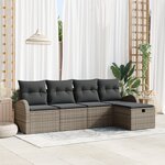 Ensemble de canapés de jardin vidaXL avec coussins gris en rattan synthétique
