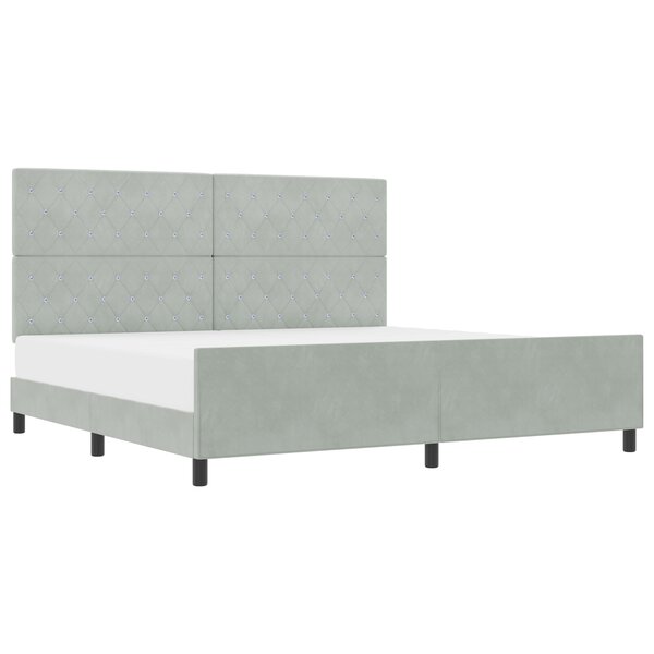 Lit vidaXL Gris clair 200x200 cm Velours