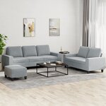 vidaXL Ensemble de canapés 3 Pièces gris clair tissu