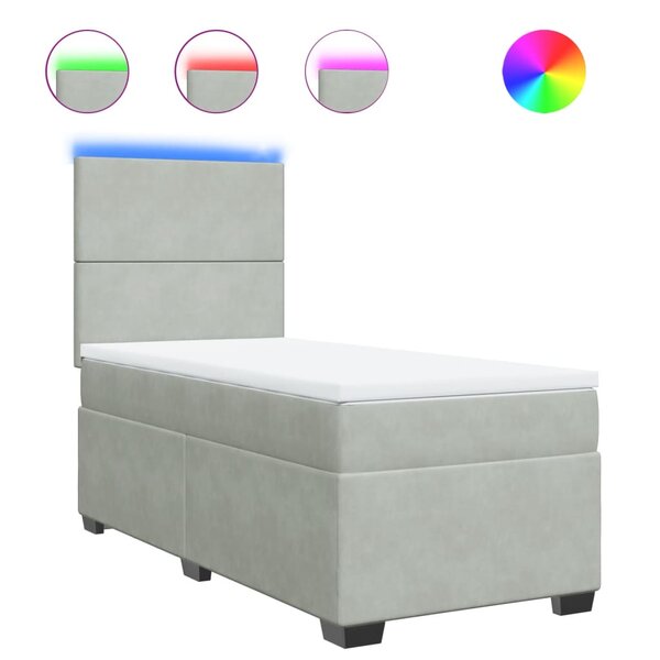 vidaXL Sommier à lattes de lit et matelas Gris clair 90x190 cm Velours
