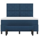 vidaXL Lit à sommier tapissier avec matelas et banc bleu 140x190 cm tissu
