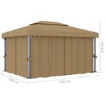 vidaXL Tonnelle avec rideau 4x3 m Taupe Aluminium