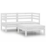 Salon de jardin meuble d'extérieur ensemble de mobilier 3 pièces bois de pin massif blanc 02_0016039