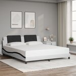 vidaXL Cadre de lit avec LED sans matelas blanc et noir 180x200 cm