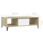vidaXL Table basse blanc chêne sonoma 103 5x60x35 cm bois d'ingénierie